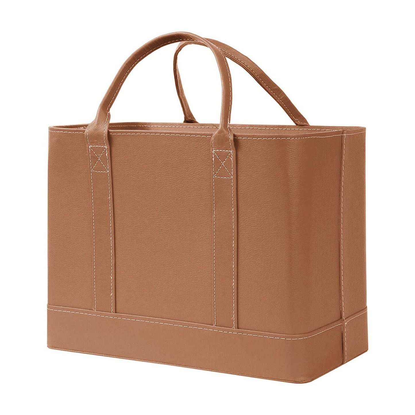 HOME DISTRICT Chic File Organizer Tote - Important Document Organizer Bag, Portable File Box with Handle, Brown