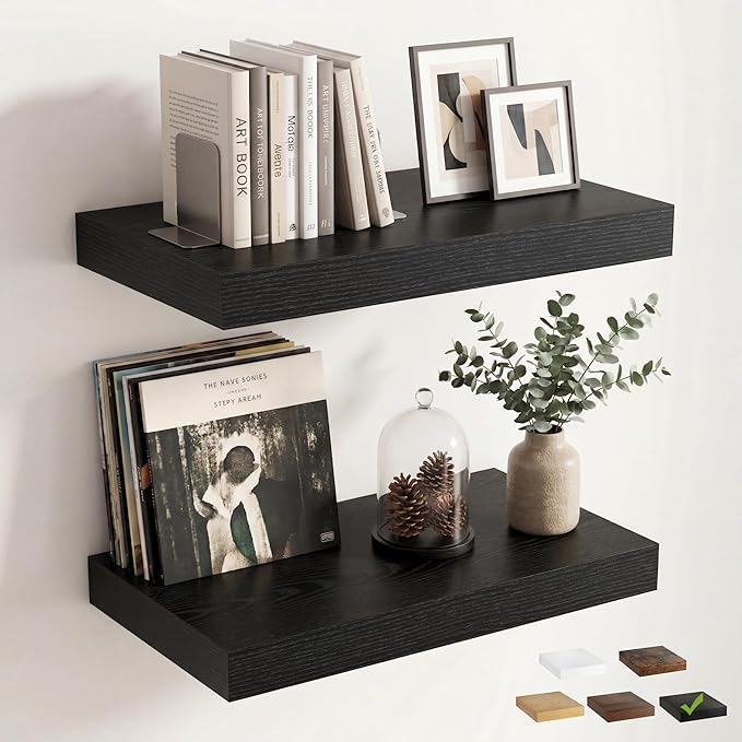 12 inch Deep Floating Shelves for Wall, 24 inch Wide Engineered Wood Wall