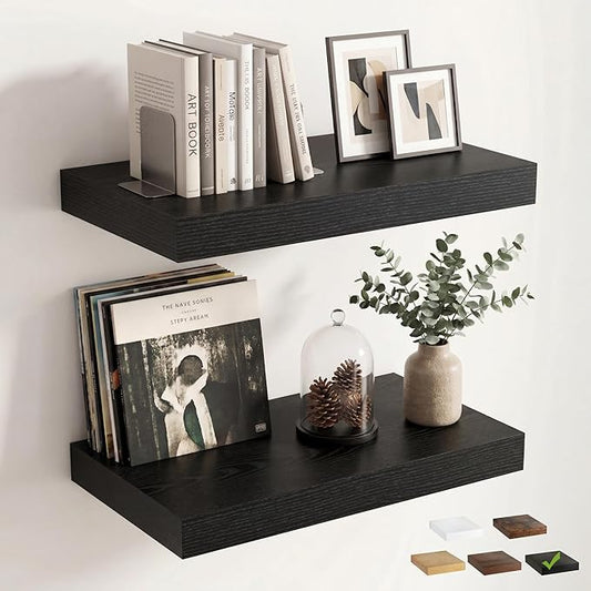 12 inch Deep Floating Shelves for Wall, 24 inch Wide Engineered Wood Wall