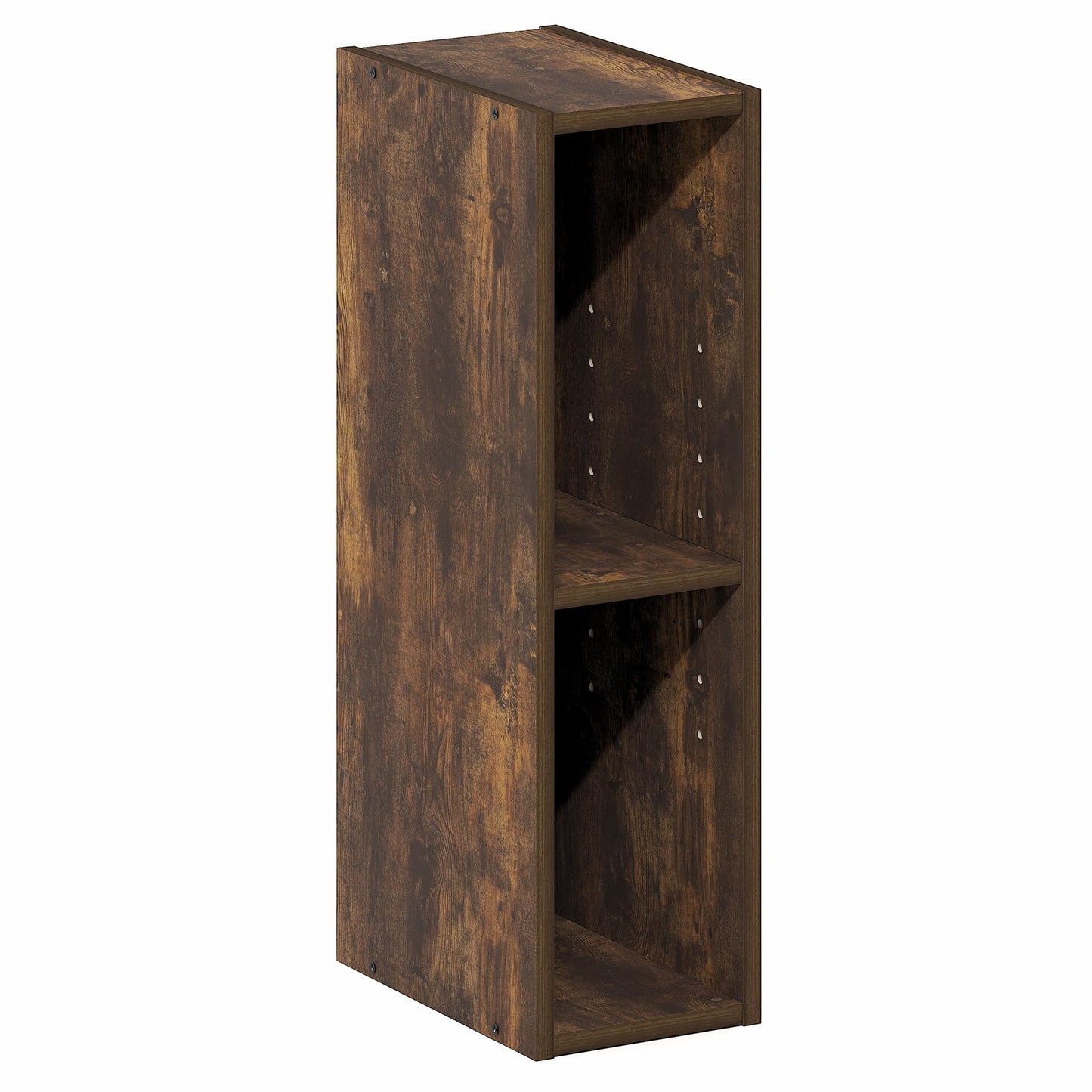 Furinno Fulda Book Shelf, 2-Tier Narrow Bookshelf, Bookcase with 6-in Width Storage Shelf, 9.3 x 5.9 x 21.2, for Living Room, Bedroom, Home Office, Amber Pine