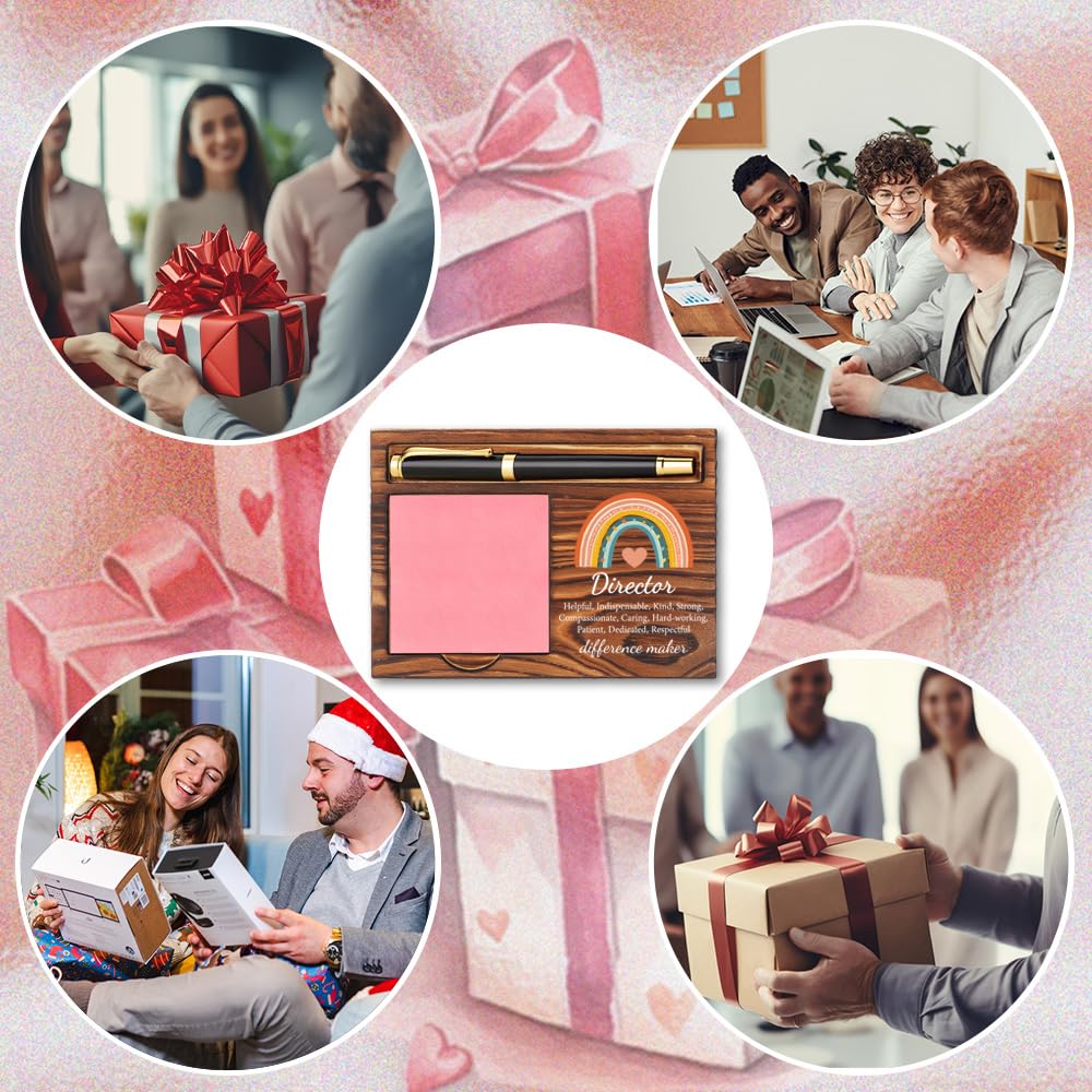 Director Gifts, Wooden Sticky Note Holder, Elegant Office Desk Accessory for Directors, Director Appreciation Gift for Women, Ideal for Birthdays, Christmas, or Thank You Occasions YCB109