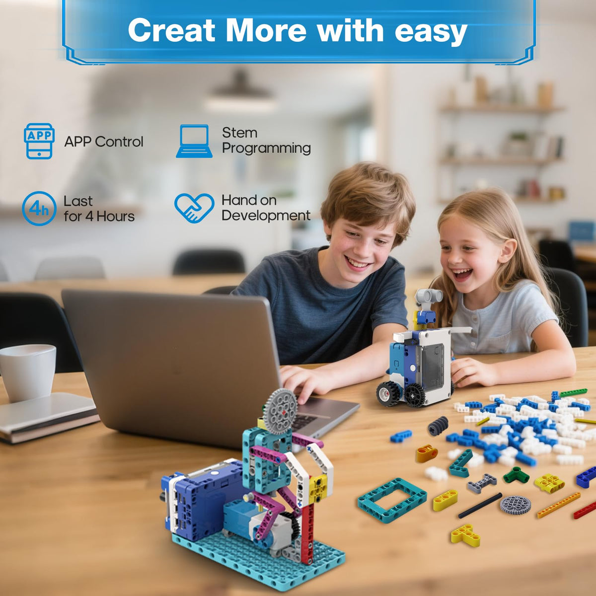 ICreateRobot Coding Robot Kit, 10-in-1 BBC Micro:bit Robotics Invertor Kit, Educational Stem Robot Building Kit with APP Control Learn to MakeCode, MicroPython, and Scratch for Age 9+ Girls Boys