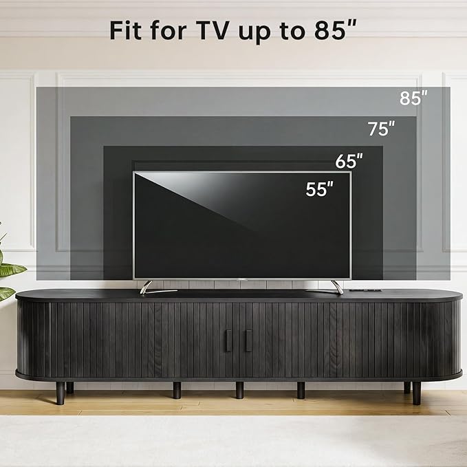 80" Mid Century Modern TV Stand, Wood TV Consoles