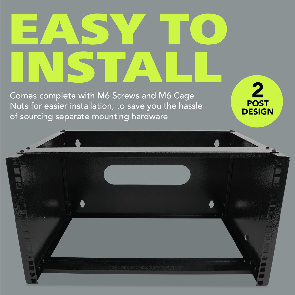 Pearington 6U Wall Mount Network Rack - 13.75 Inch Deep (Low Profile) - 19" Patch Panel Bracket for Shallow Server and IT Equipment, Network Switches - 44lbs/20kg Weight Capacity, Black (WALLMOUNT6)