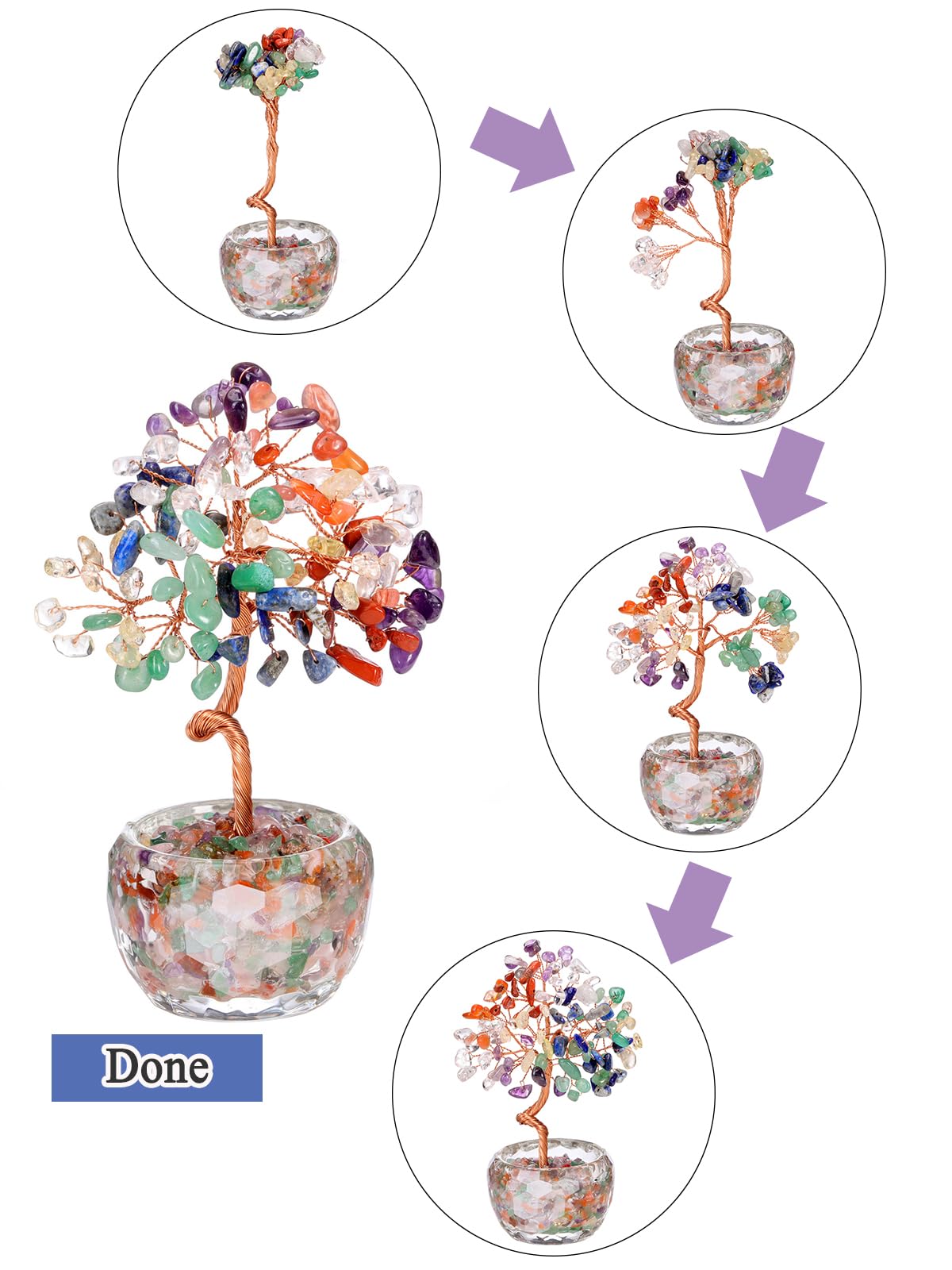 PESOENTH Chakra Tree Crystal Tree of Life Gifts for Women Mom Birthday,7 Chakra Stones Healing Crystals Gem Trees Reiki Spiritual Gemstones Positive Energy Gifts for Home Room Desk Decor