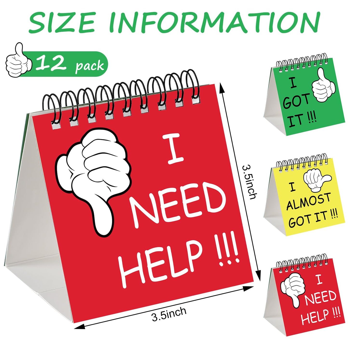Harloon 24 Pcs I Need Help Mini Flip Chart Signs Self Assessment Cards Behavior Management Classroom Tools for Kids Teachers Classroom School Behavior Educational and Learning Activities Supplies