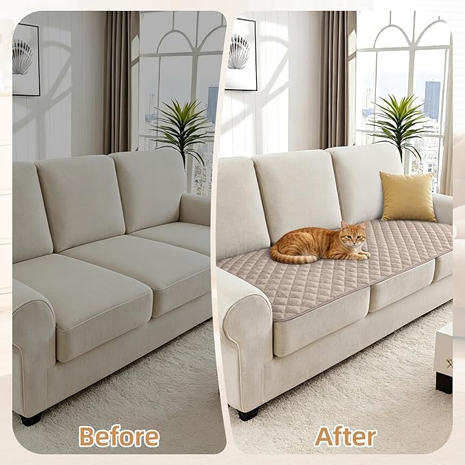 Dog Couch Cover for Sofa 100% Waterproof Faux Linen Sofa Covers for 3 Cushion