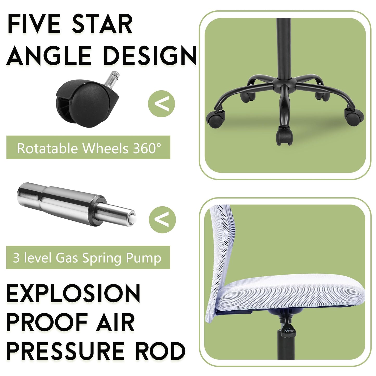 BestOffice Ergonomic Office Chair Desk Chair Mesh Computer Chair Armless Back Support Modern Executive Rolling Swivel Chair with Lumbar Support(Grey)