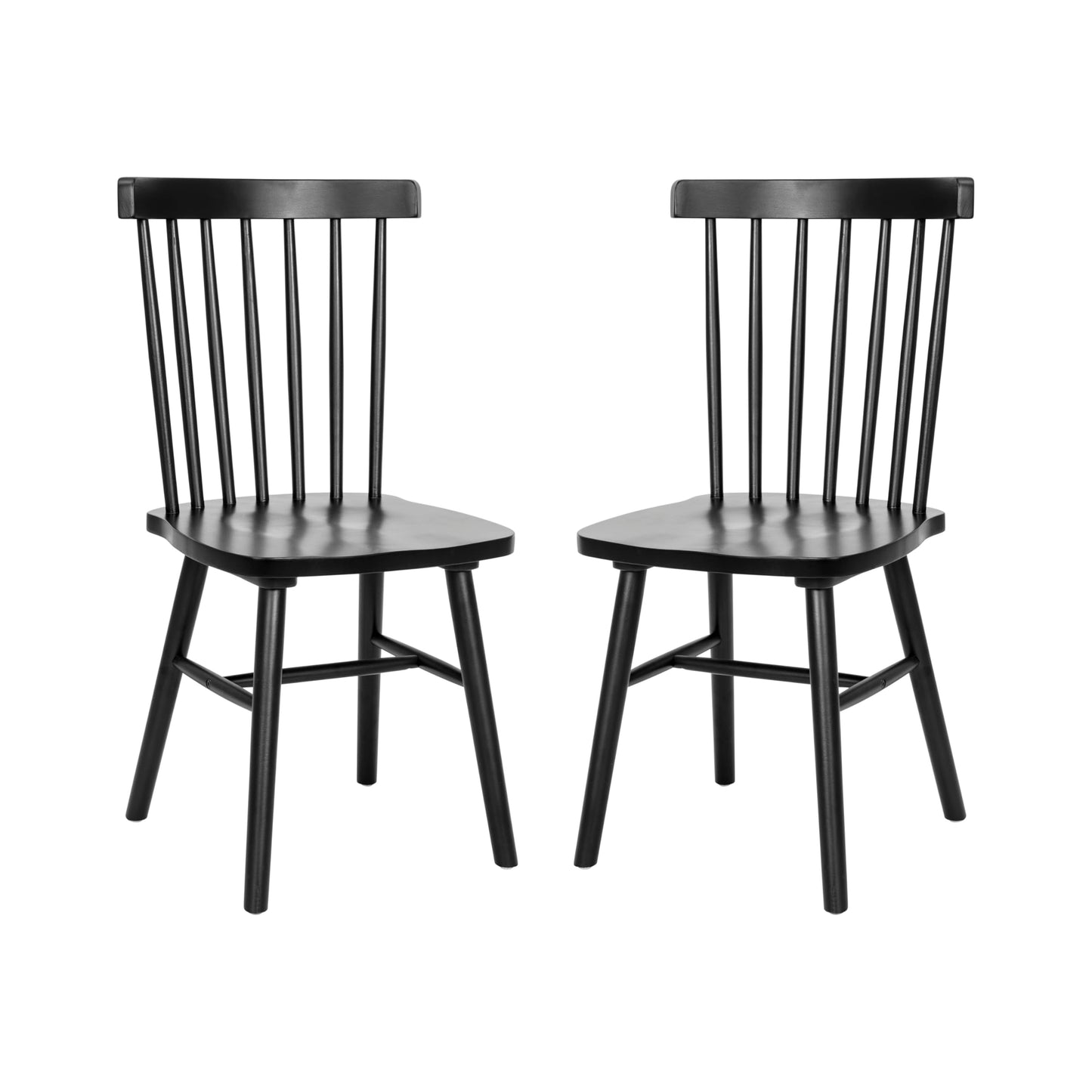 Flash Furniture Ingrid Commercial Windsor Solid Wood Dining Room Chairs, Modern Armless Dining Chairs for Kitchens and Restaurants, Set of 2, Black