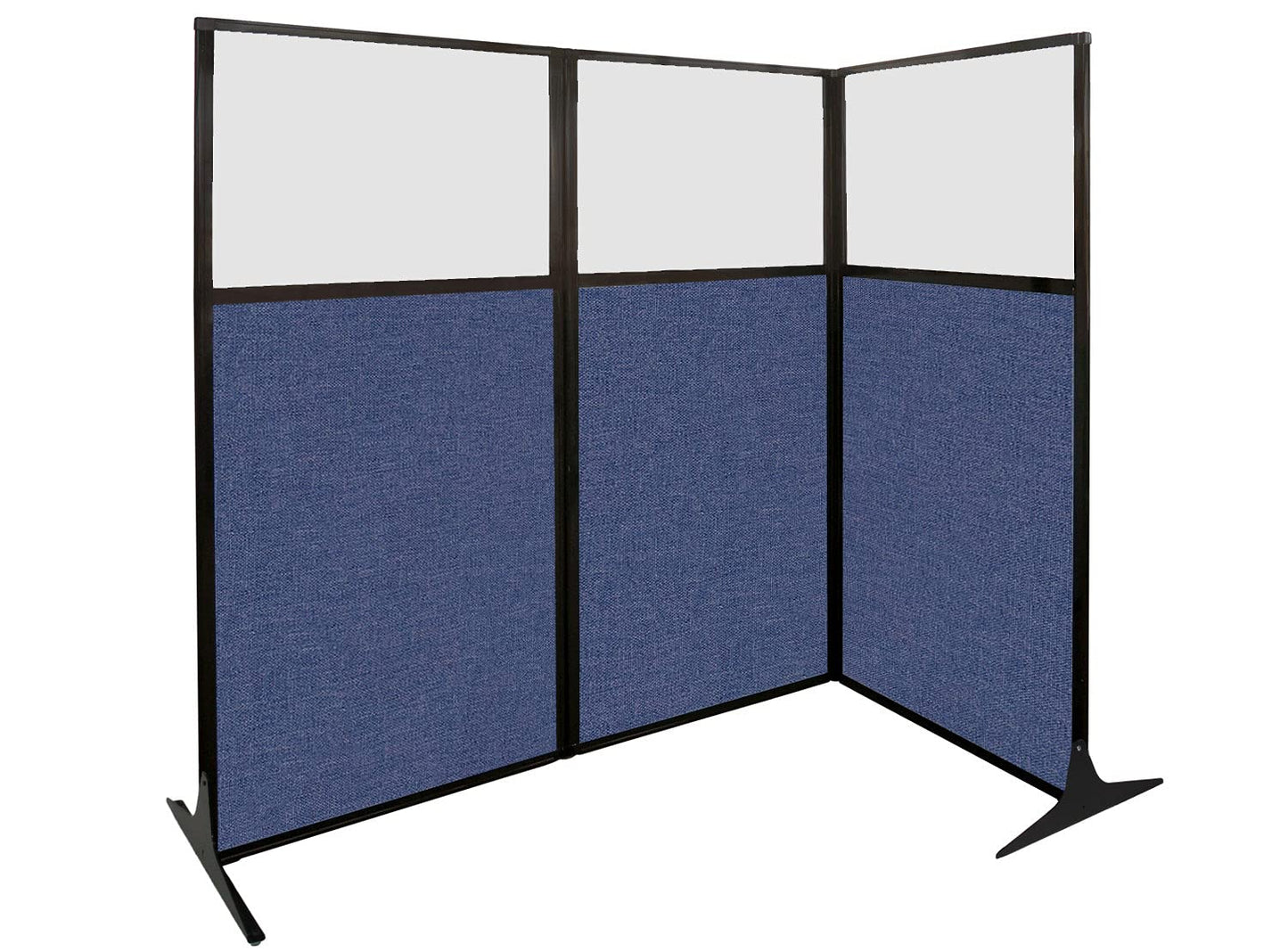 Versare Workstation Partition | Portable Wall Divider | Modern Office Cubicle | Free Standing Privacy Screen | Flexible Work Space | 99" x 70" W/Window, Charcoal Gray Fabric Panels
