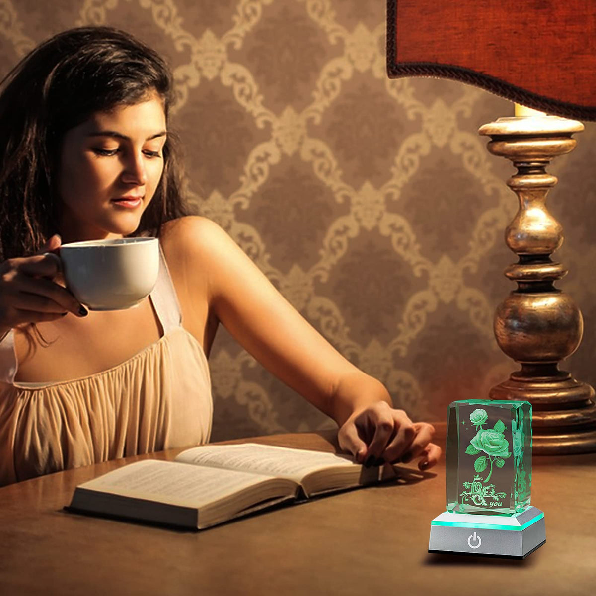 hochance 3D Rose Crystal Nightlight,Perfect Mothers Day Gifts for Wife Her Mom from Daughter Husband Son，Mother's Day Ideas Unique Anniversary Birthday Decolamp Presents