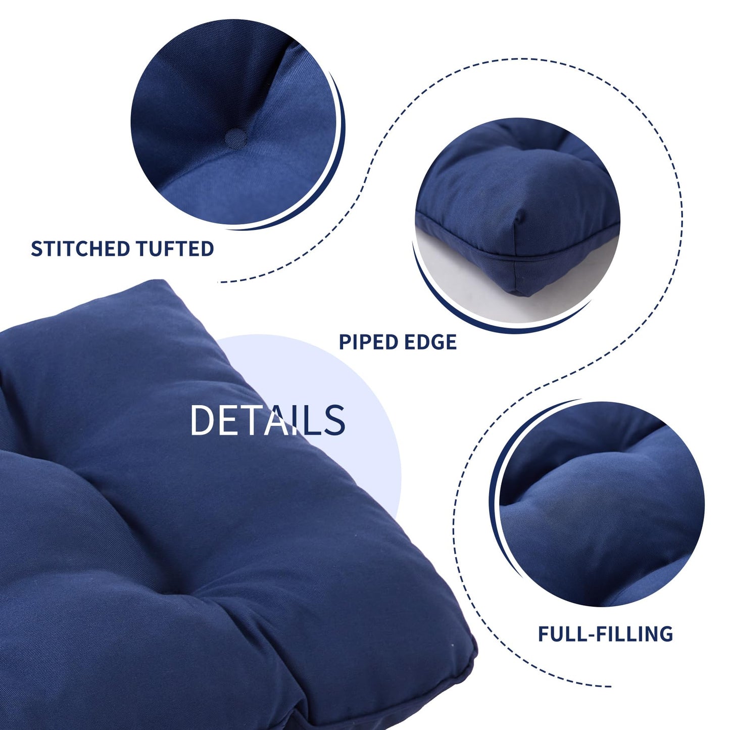 IPYNBAP Outdoor Bench Cushion, 48x18x5 Inch, Water-Resistant Bench Cushion for Outdoor/Indoor Furniture, Patio Bench Seat Cushion, Fade Resistant Outdoor Cushions for Porch Swing Couch, Navy Blue