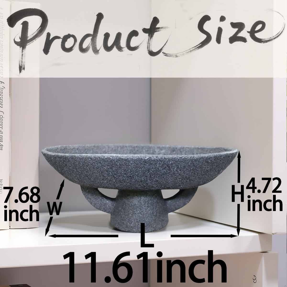Boho Modern Decorative Bowl decor - Multi functional modern home Pedestal decoration bowl,Handicraft Bowls,Stylish Key Bowl for Entry Table,Fruit Bowls for Kitchen Counter,Artificial Stone Black