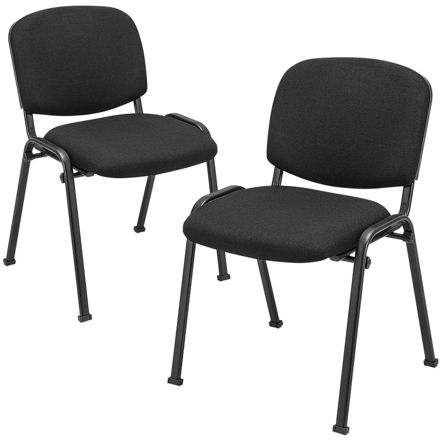 HOMGX 2 PCS Waiting Room Chairs, Stackable Office Guest Chair with Upholstered Back & Seat, Comfortable Conference Chairs for Meeting Room, Executive Chair Set No Wheels, Reception Chairs, Black