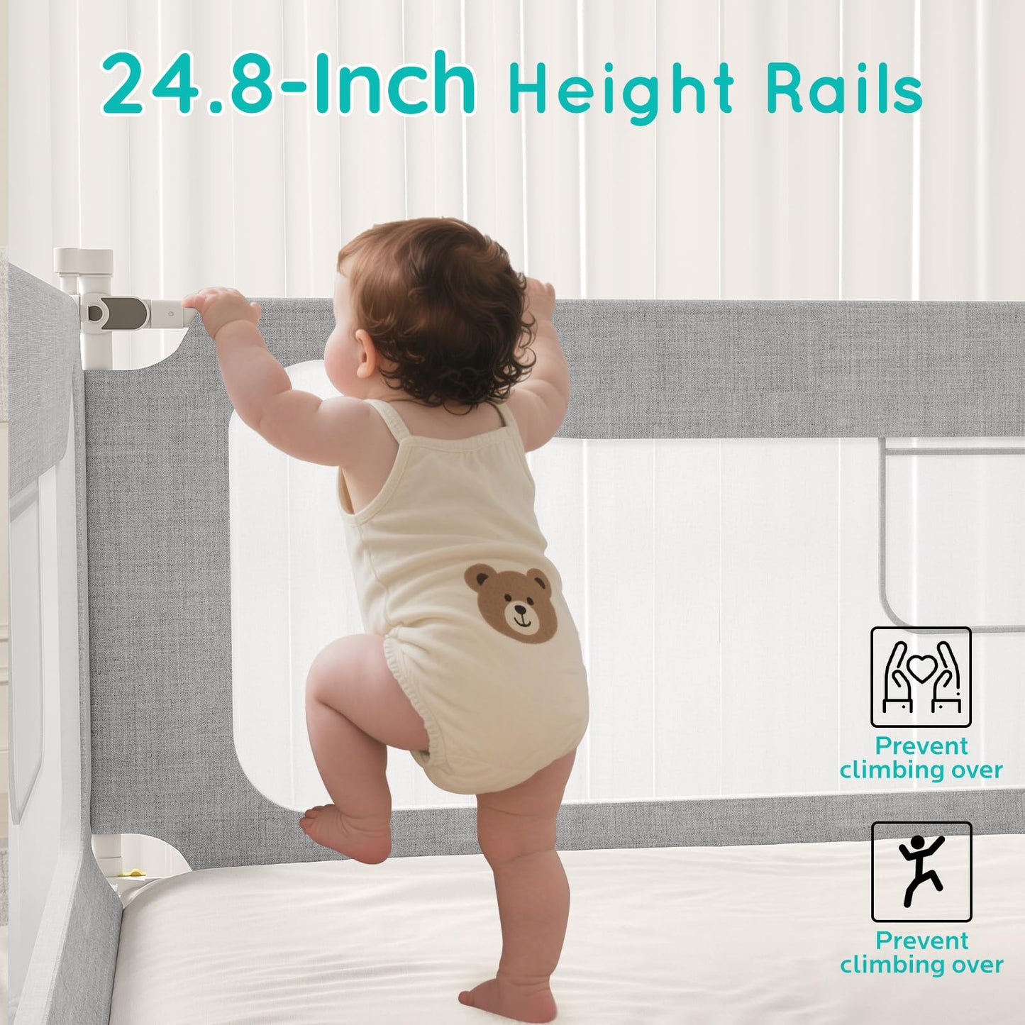 Updated King Size Bed Rail for Toddlers: 3-Side Protection Bedrail with Headbroad for King Bed - Extral Tall Adjustable Child Safety Side Railing Guards for Infants Kids Child(78.7x78.7X 74.8”)