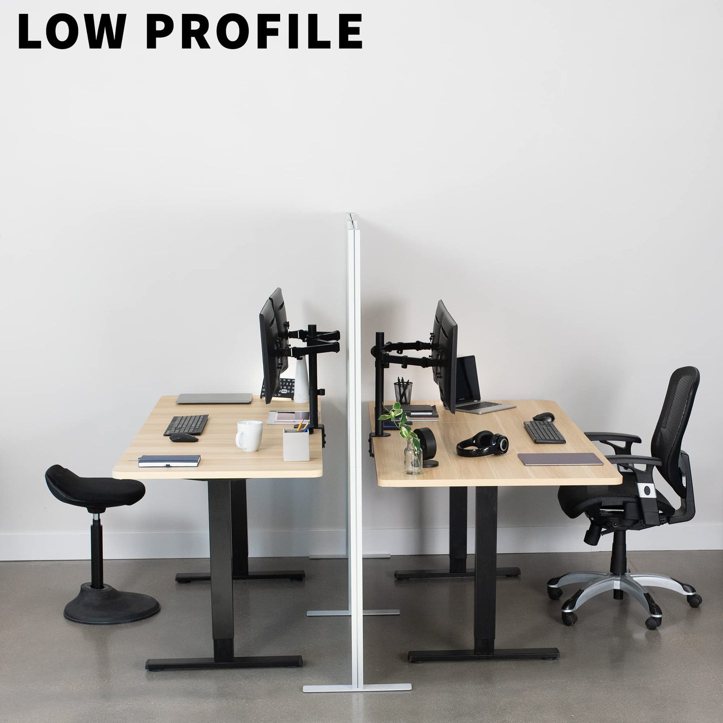 VIVO Modular Wall System, 2 PET Panels, Modern Professional Office Cubicle Dividers, Freestanding Privacy-Screen, 66 inches High, Dark Gray, PP-MWS63D