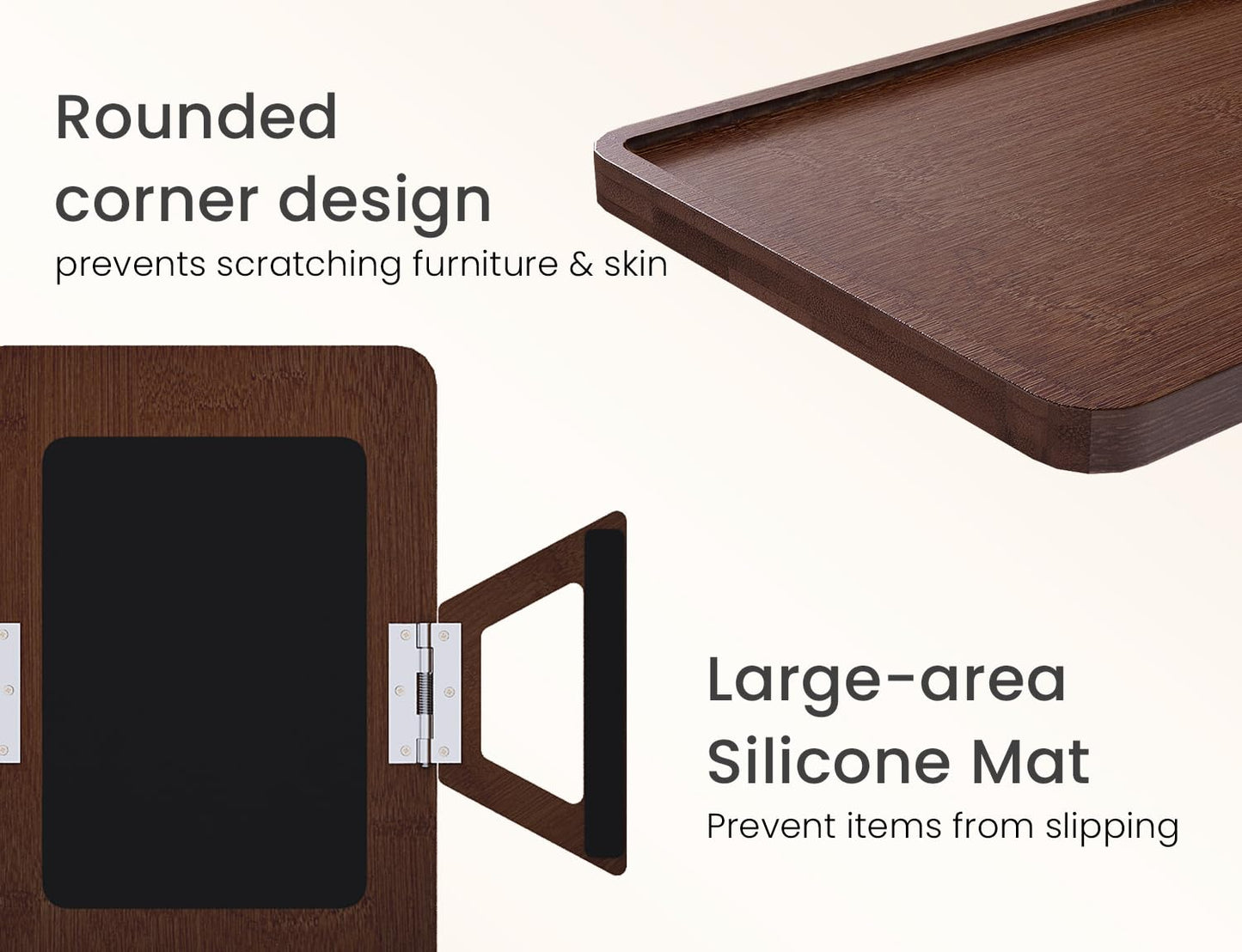 Danfoxer 2 Pack Couch Arm Tray,Bamboo Folding Sofa Tray,Sofa Armrest Tray Clip-On Couch Desk for Drinks,Snacks,Phone,Remote Control（Brown）