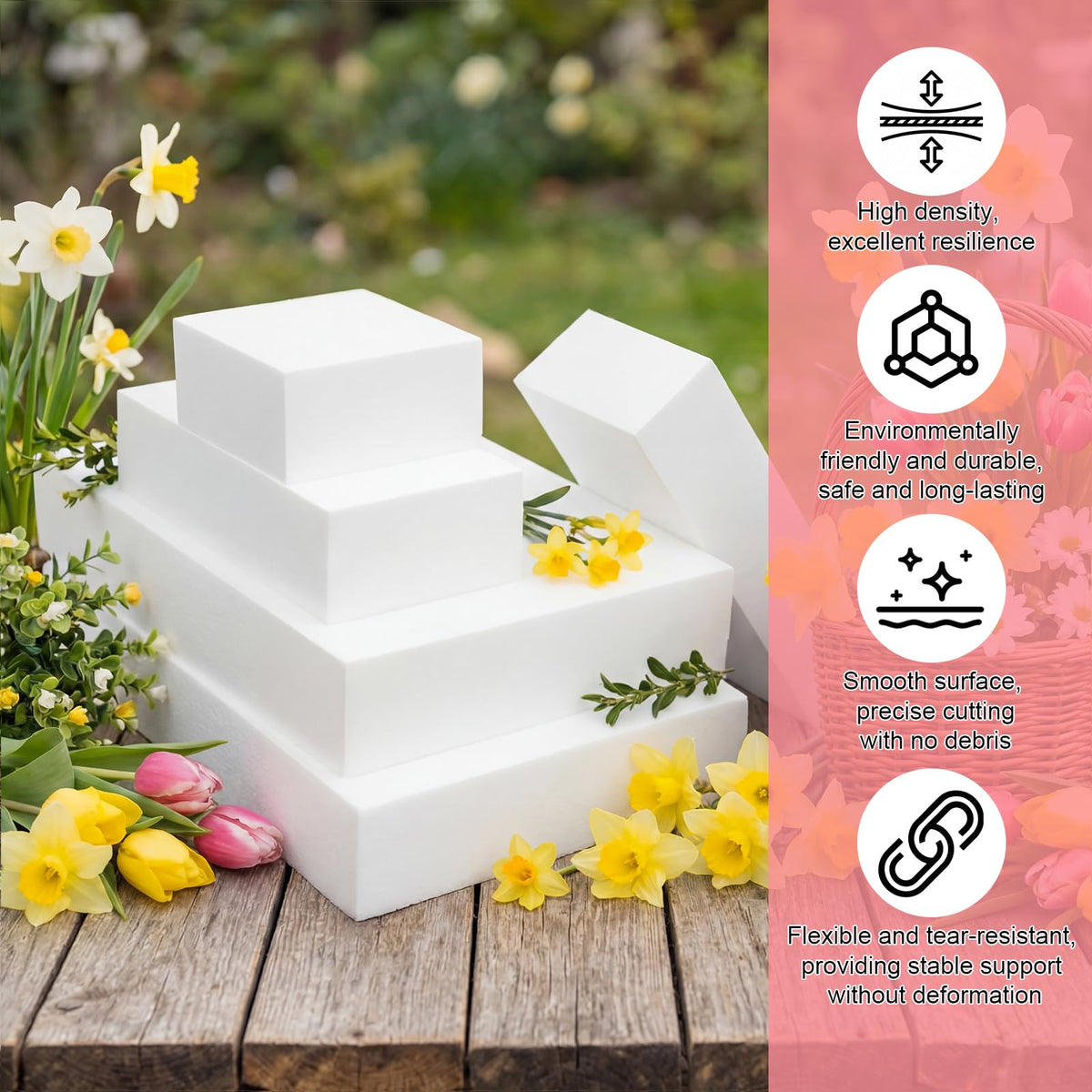 10 PCS Craft Foam Blocks for DIY Projects, White Soft Foam Bricks in 4 Sizes, Easy to Cut Floral Craft Blocks for Flower Arrangements, Sculpting, Wedding Decor & Art Crafts