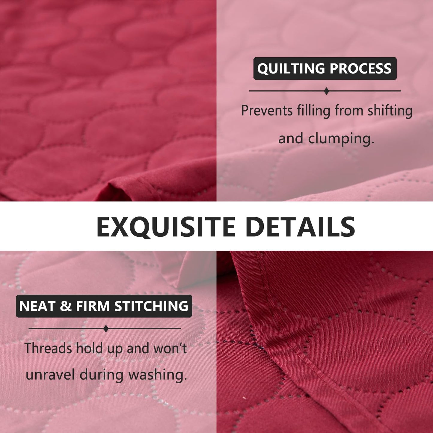 Jarson 3 Pcs Burgundy Sofa Daybed Cover Set Twin Size Daybed Bedding Double Sided Bed Set All Season Cozy Bedding Solid Color Classic Design Daybed Quilt Set with Matching Shams,39"x75"