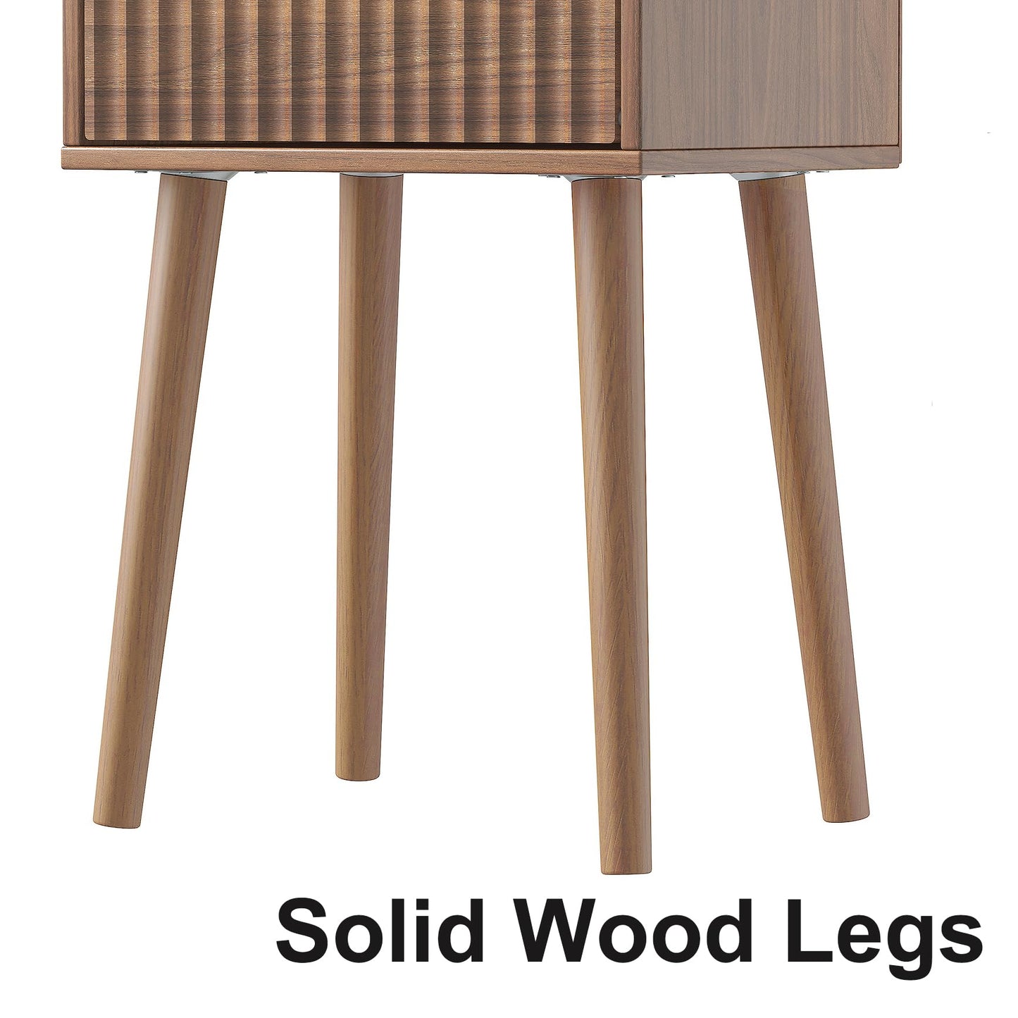 LAATOOREE Nightstands Set of 2, Small Fluted Side Table, Bedside Table with Solid Wood Feet; Modern Mid-Century End Table for Bedroom, Small Space