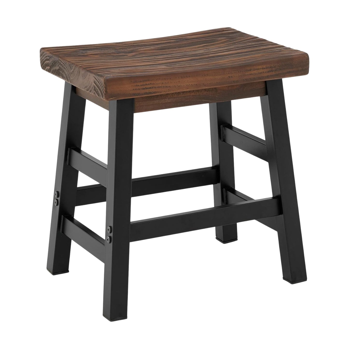 Alaterre Furniture Pomona Rustic Industrial Barstool – 20” Backless Counter Stool with Solid Pine Wood Seat and Black Metal Legs – Farmhouse Seating for Dining Room, Kitchen, or Office (Natural/Black)