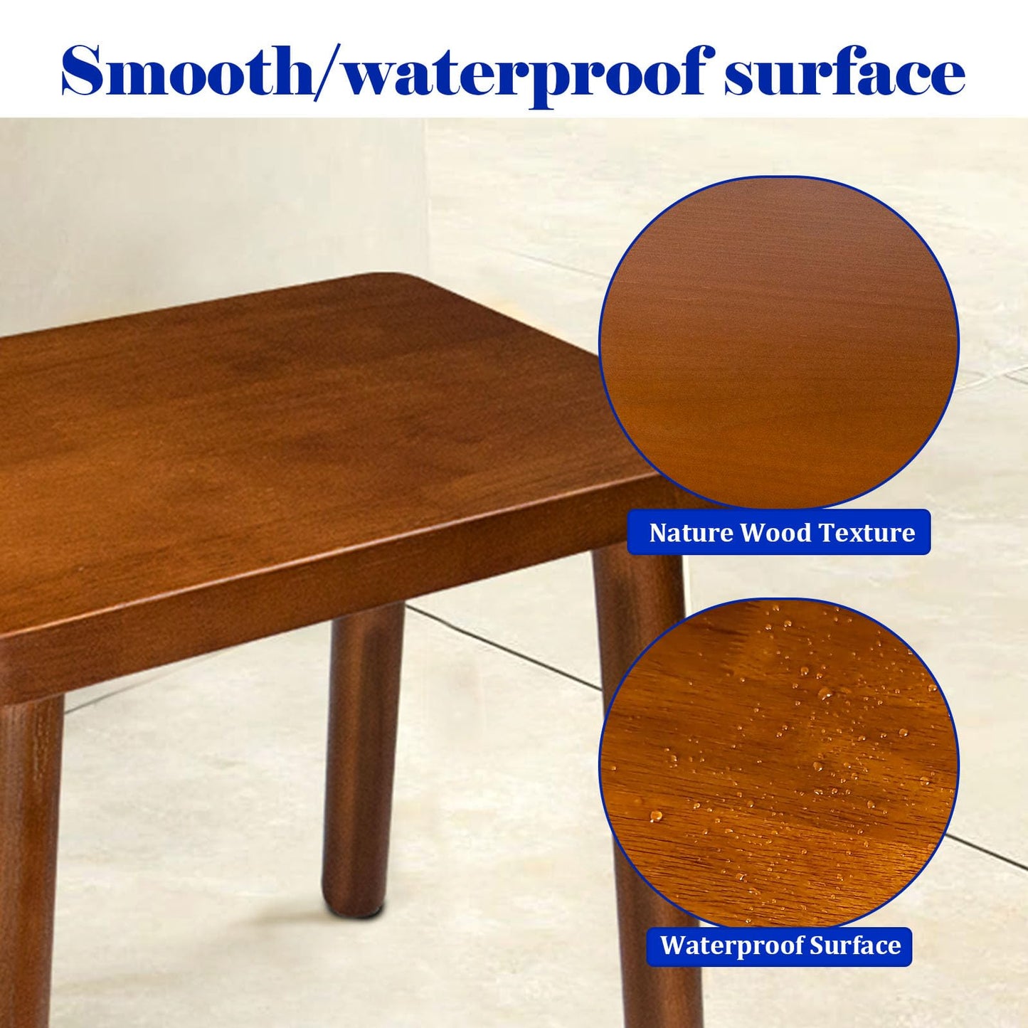 13.4inch Wooden Step Stool for Adults,Small Wooden Stool with Non-Slip Feet,Removable Plant Stand,Compact Square Design for Bedroom Office Bathroom Garden(Brown, Large)