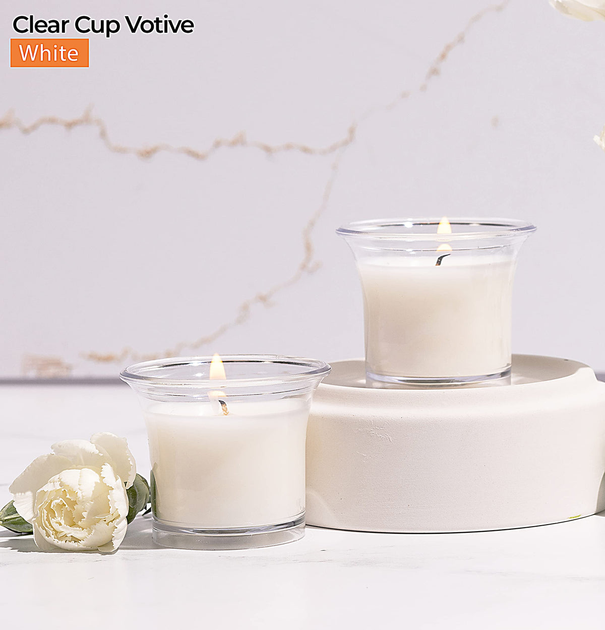 HYOOLA Clear Cup Scented Votive Candles - White - 12 Hour Burn Time - 4 Pack - European Made