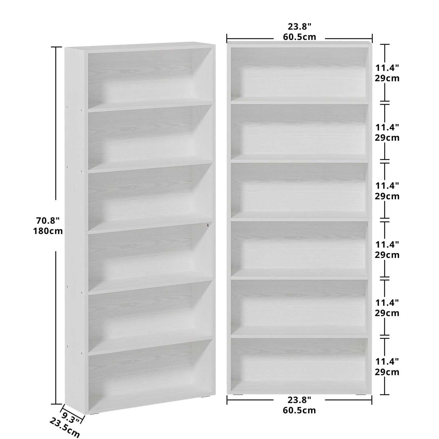 IRONCK Bookshelves and Bookcases Set of 2 Floor Standing 6 Tiers Display Storage Shelves 70 in Tall Bookcase Home Decor Furniture for Home Office, Living Room, Bed Room