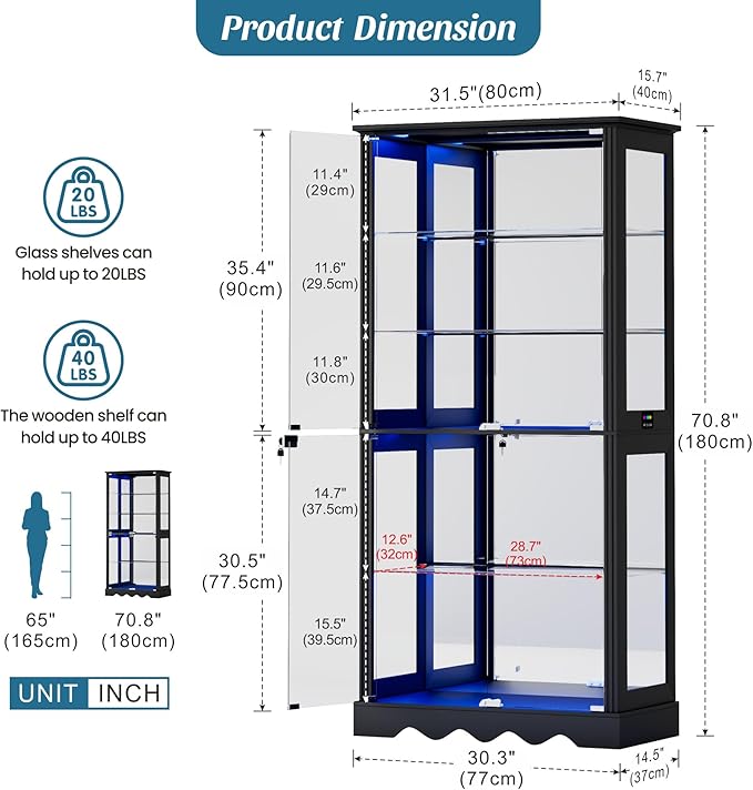Dystler 71'' Glass Display Cabinet