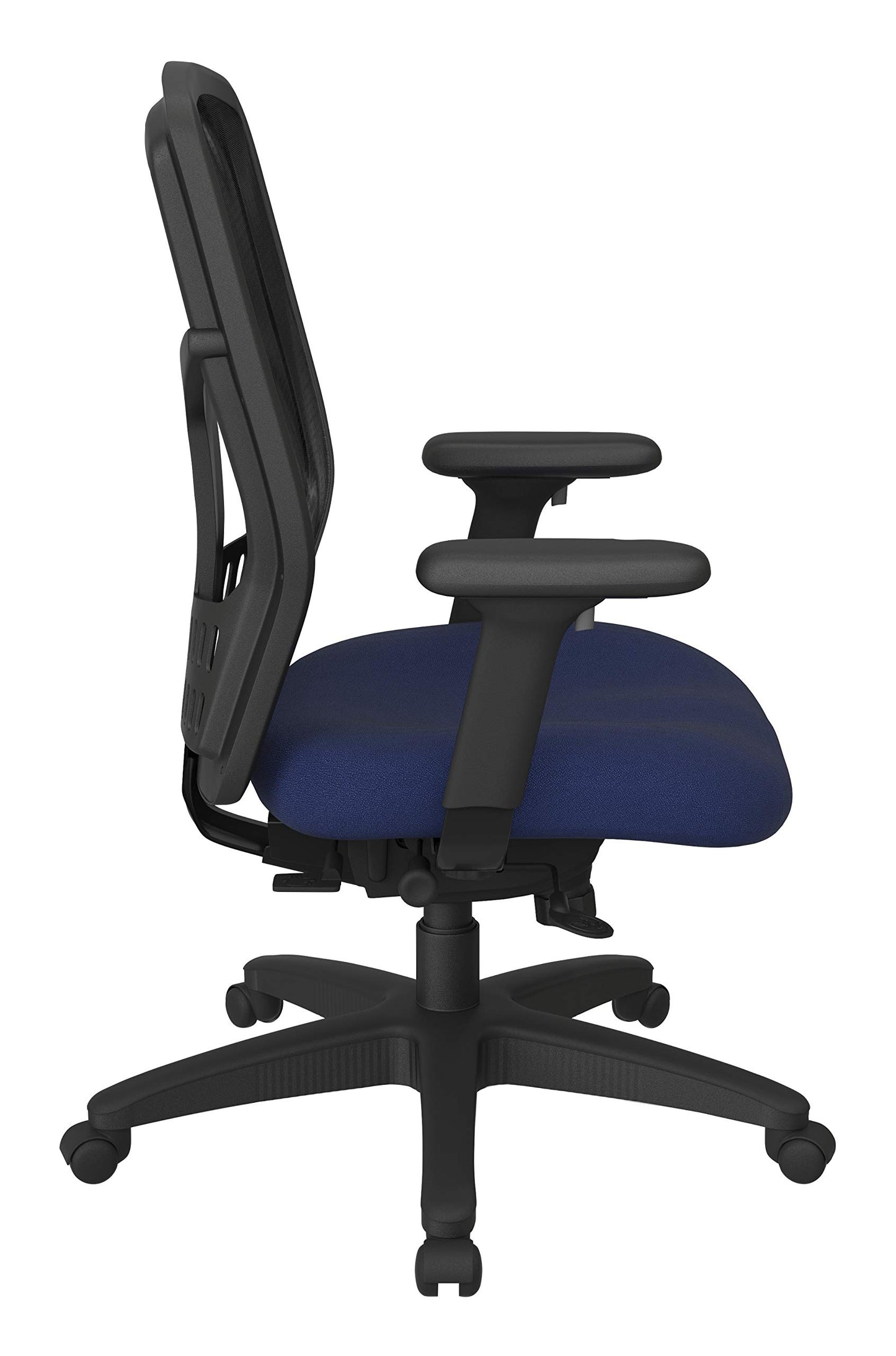 Office Star ProGrid High Back Manager's with Adjustable Seat Height, 2-to-1 Synchro Tilt Control and Seat Slider, Icon Navy Blue Fabric