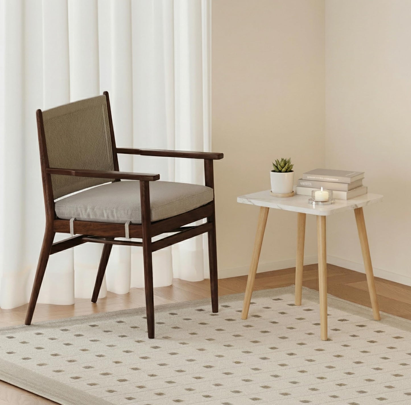 FORAOFUR Small End Table, Side Table Accent Table Living Room Bedroom Balcony Office, Modern Bedside Table Home Decor, Mini Table for Small Spaces, Short Coffee Table, Easy Assembly, Marble White