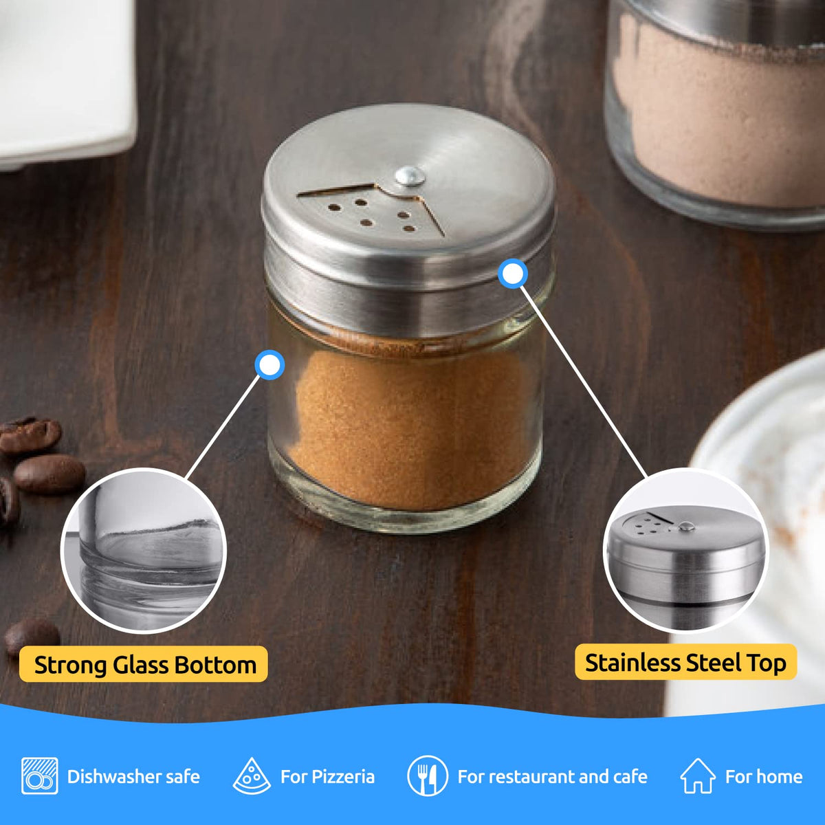 4-Pack 1.5oz Glass Spice Seasonings Shaker With Adjustable Lid