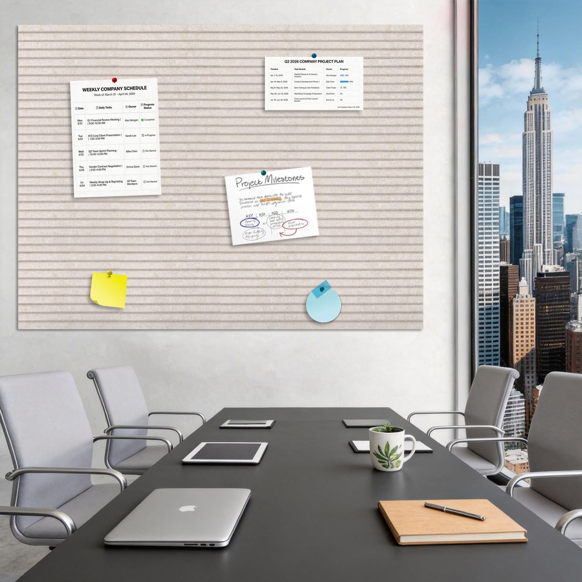 TOMAIX 12-Pack Felt Bulletin Boards (11.8" x 11.8") – Self-Adhesive Wall Tiles with Pushpins; Ideal for Offices, Classrooms, and Home Decor; for Posting Notes, Photos, and Memos (Light Camel)