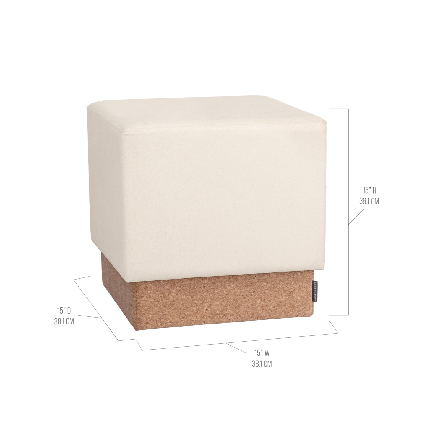 Seville Classics Cushioned Fabric Ottoman Hidden Storage Chest Footrest Chair, Padded Seat for Bedroom, Dorm, Loft, Living Room, Entryway, Hallway, Cork/Cream, 15" Cube