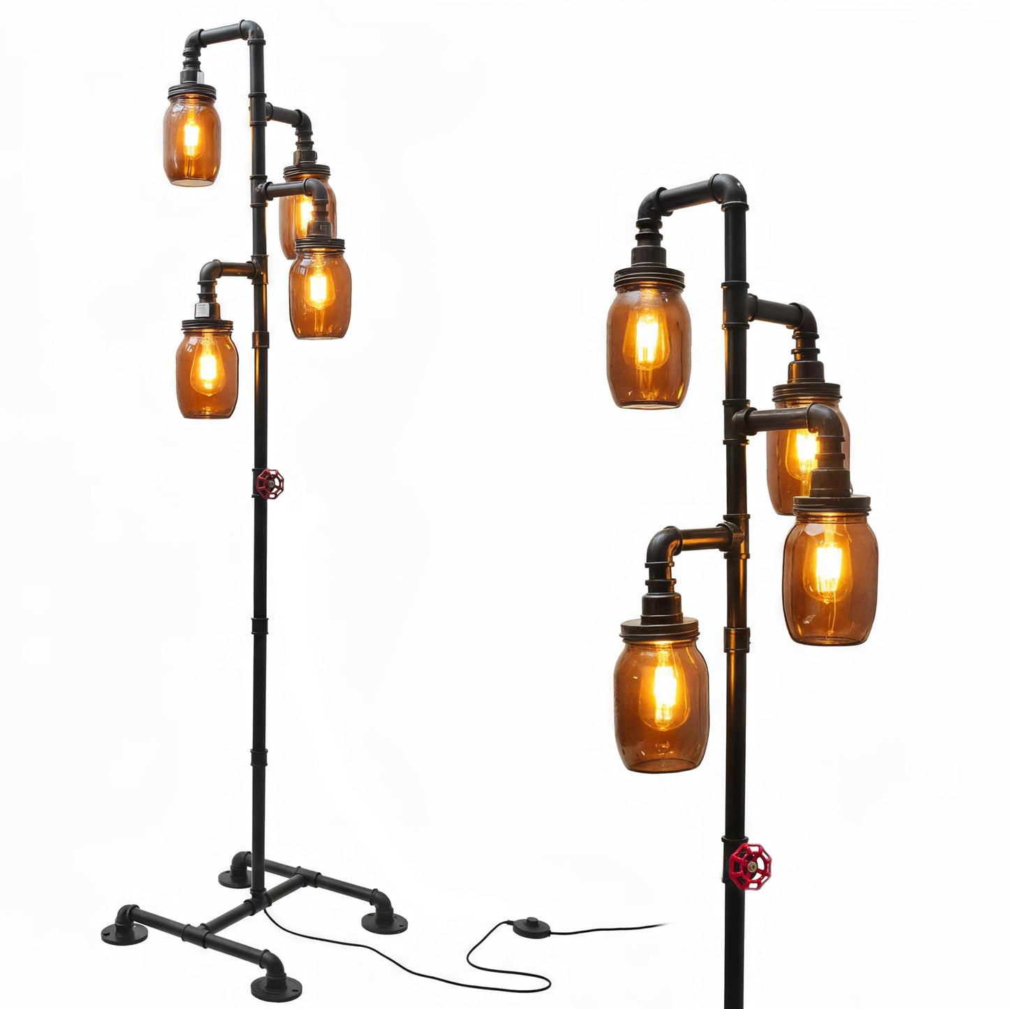 BYGIXU Steampunk Floor Lamp - Industrial Water Pipe Floor Lamp, Suitable for Living Room and Dining Room（Bulbs Not Included）