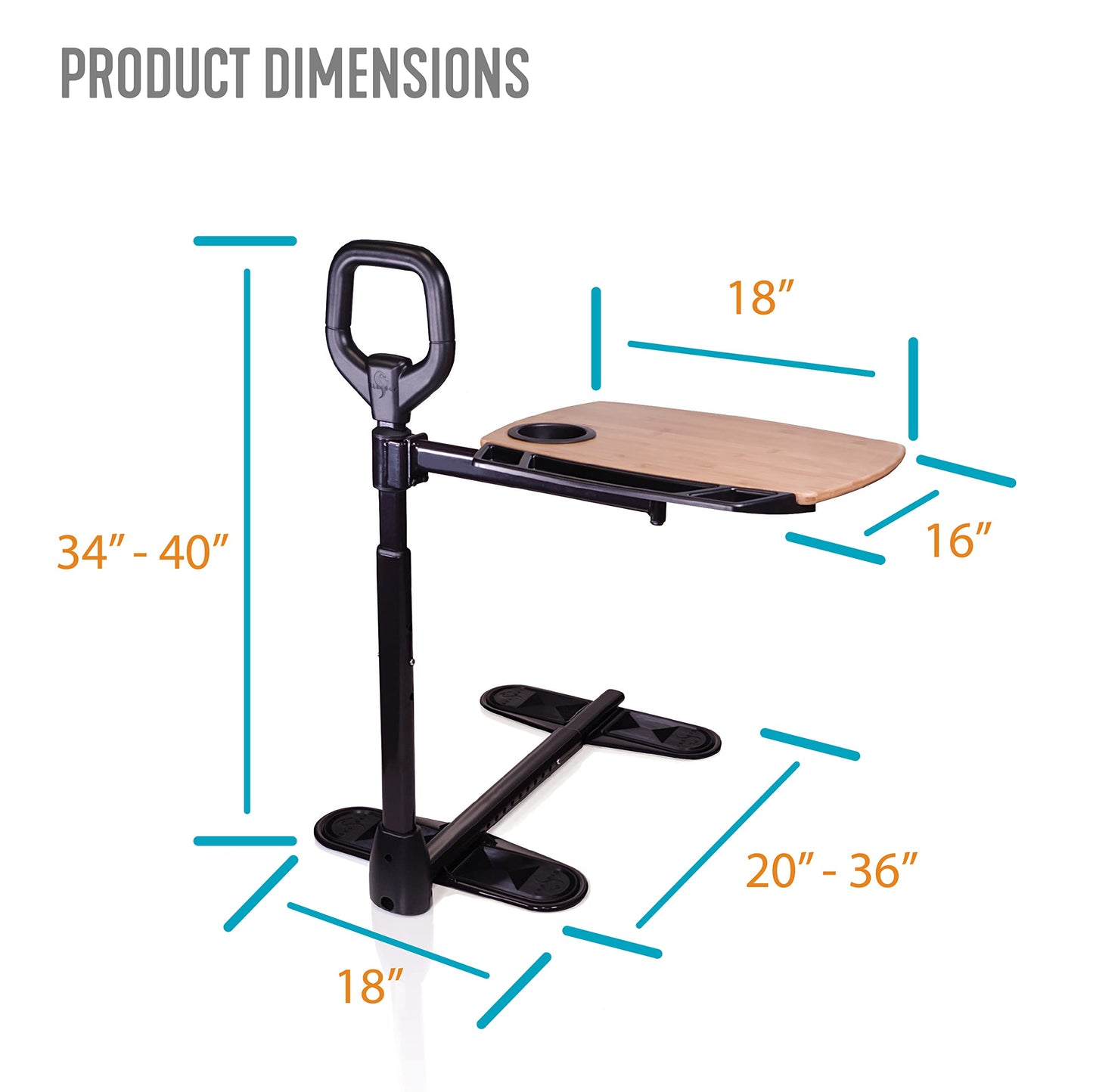 Able Life Tray Table, 360° Swivel Table with Cup Holder, Adjustable Height, Extra Large TV Tray for Eating, Laptop Desk for Couches, Chairs, Recliners, Ergonomic Stand Assist Safety Handle for Elderly