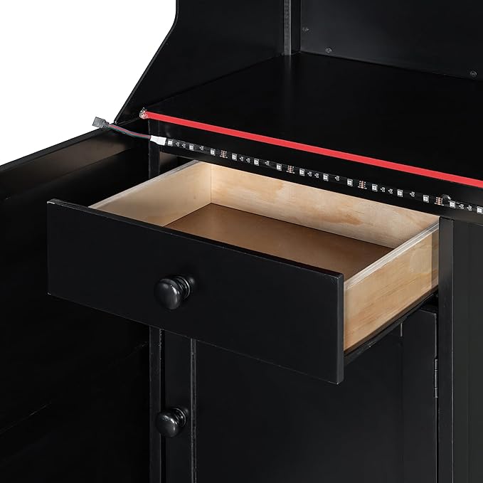 Modern Gaming Loft Bed with Built-in Desk, LED Lighting & Charging Hub – Full