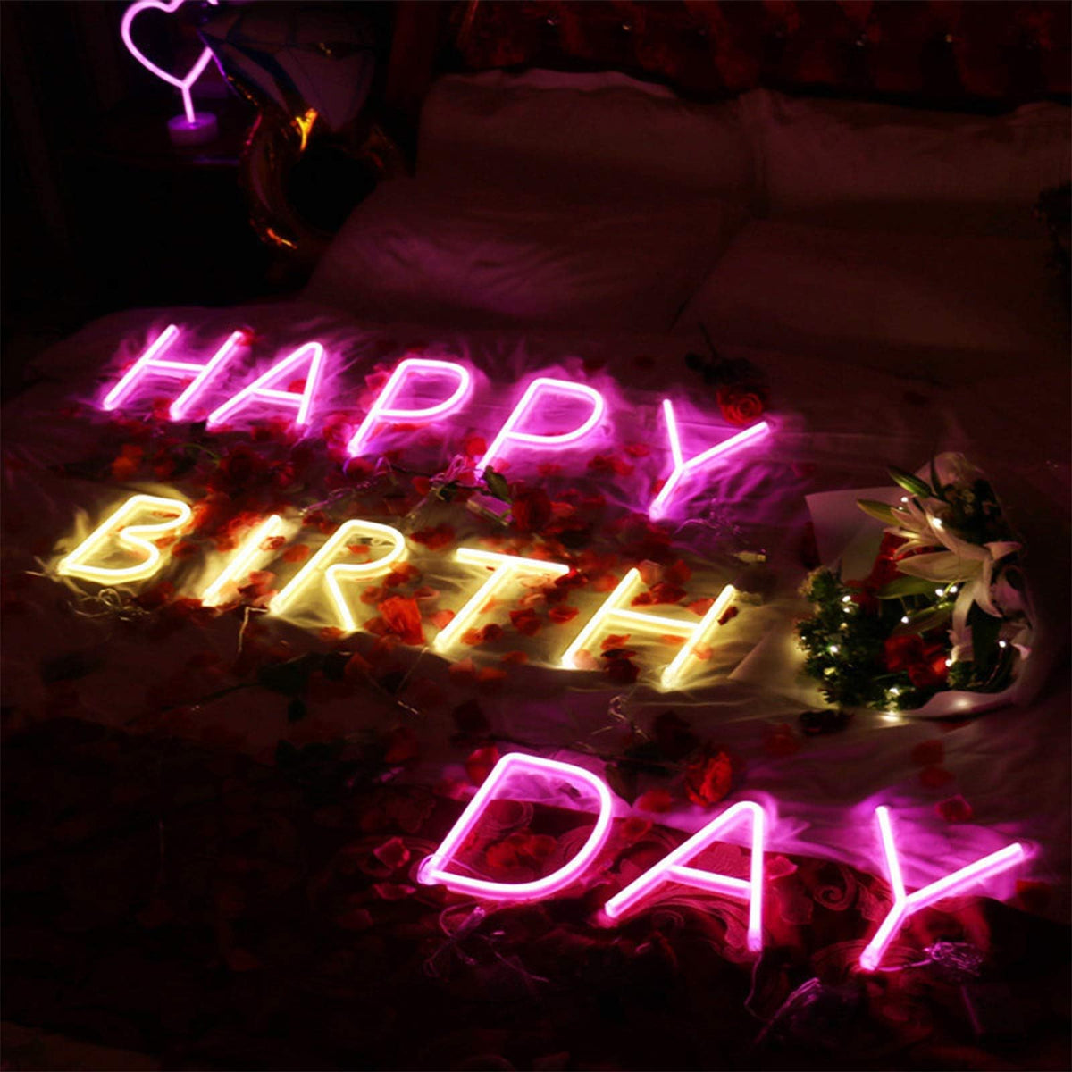 LED Letter Neon Lights Light Up Pink Neon Letters LED Alphabet Neon Letter Sign Lights Battery/USB Powered Neon Signs Words Night Lights for Wall Home Bar Christmas Birthday Party Wedding (A)