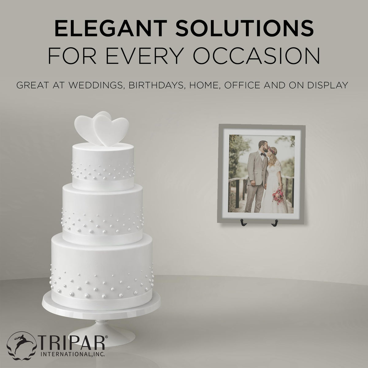 TRIPAR Decorative Scroll Rack, Large Black Display (8 Inch Depth) - Functions as Wall Rack or Tabletop Easel - Lightweight and Durable - Showcase Beautiful Plates, China, Artwork and More