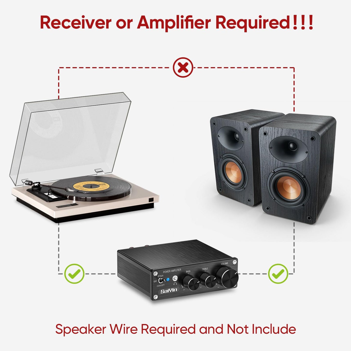 RIOWOIS Passive Bookshelf Speakers for Record Player, 80W Peak Power Stereo Speakers with Silk Dome Horn Tweeter, 4Ω and 4" Woofer for Home Theater Surround Sound, Receiver or Amplifier Required
