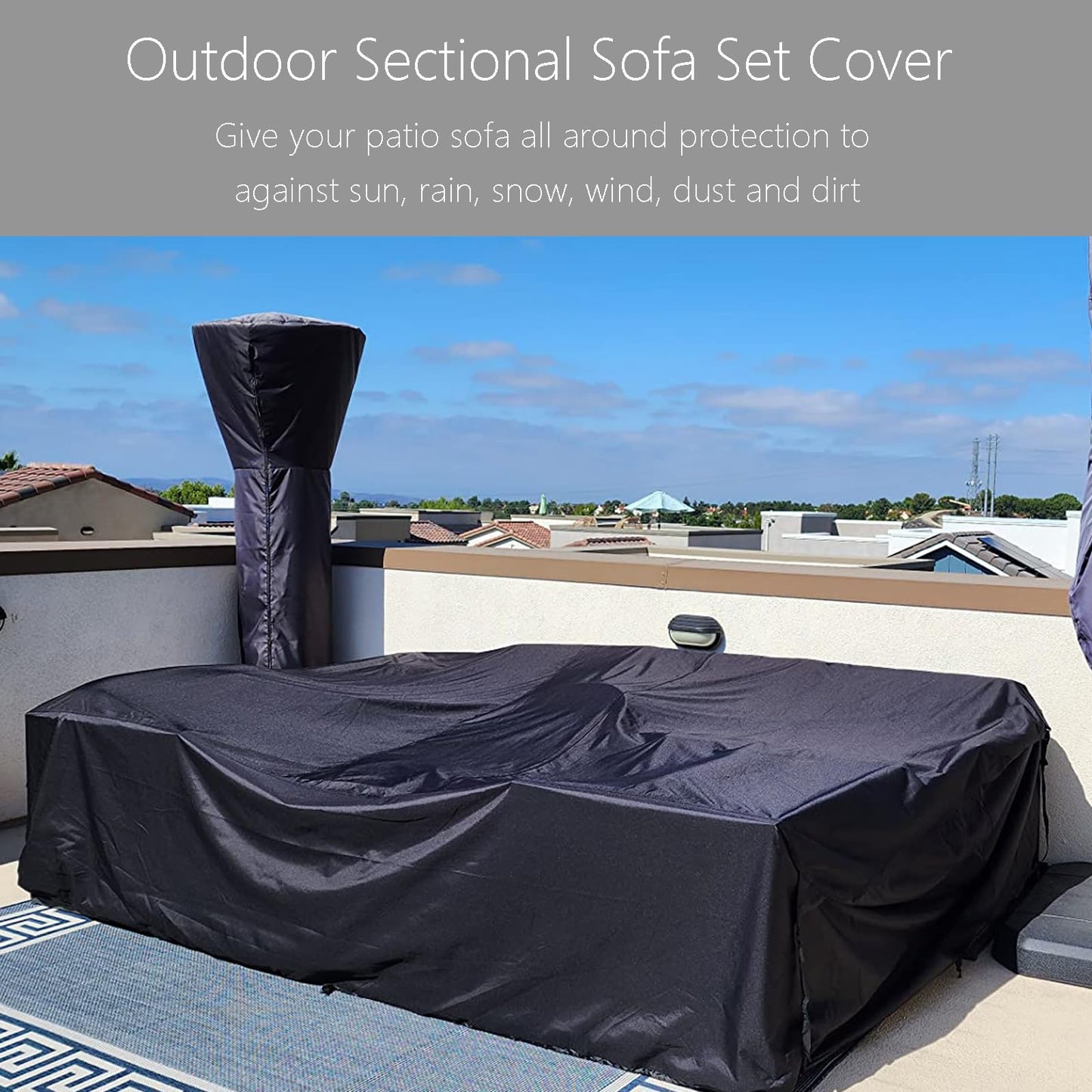 Patio Dining Table Sets Cover, Outdoor Dining Furniture Set Cover for Table with 6-8 Chairs, Patio Furniture Set Cover for 4-Piece Conversation Set, Waterproof and Windproof, 78" L× 62" W× 30" H