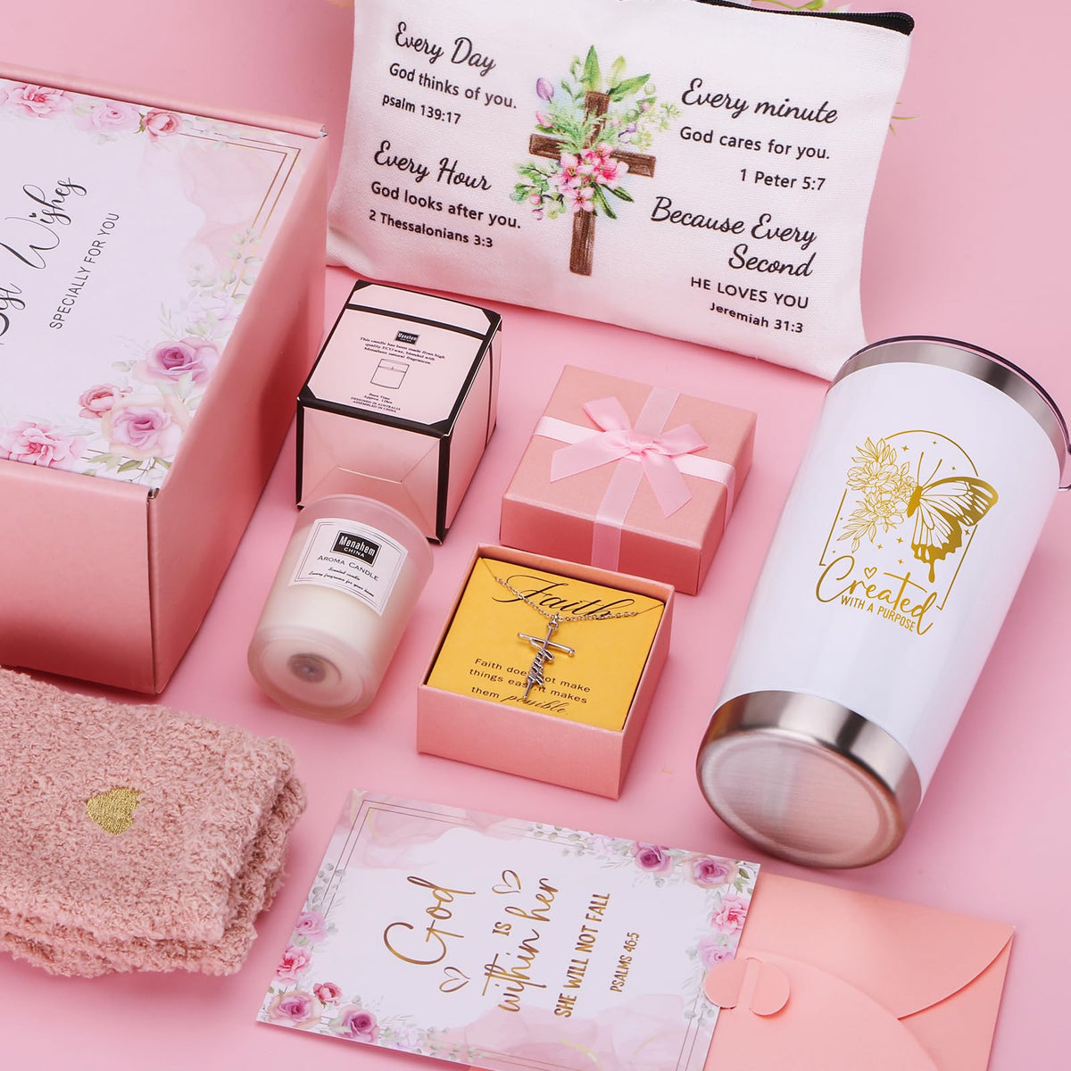 Christian Gifts for Women Faith - Inspirational Religious Catholic Gifts, Spiritual Birthday Gift for Women Mom Best Friend Sister Wife, Christmas Presents for Aunt Girlfriend w/Tumbler Gift Box