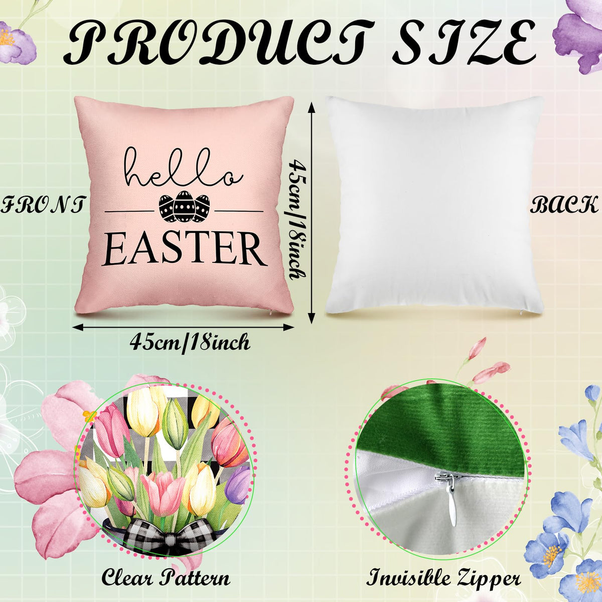 GlikCeil Set of 16 Easter Pillow Covers 18 x 18 Inch Buffalo Plaid Throw Pillow Covers Valentine's Day St. Patrick's Day Easter Spring Pillowcases Decorative for Farmhouse Home Couch Sofa Decor
