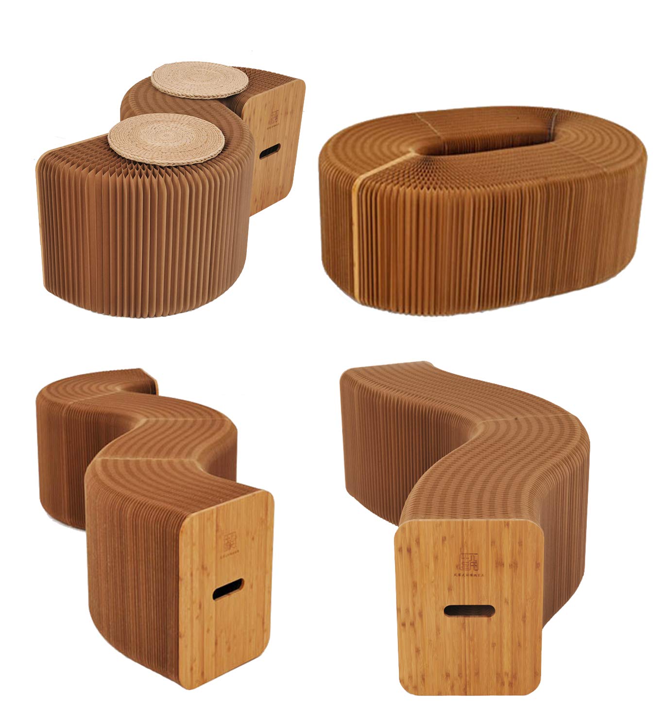 Ihpaper AlienTech Home Furniture Softeating Modern Design Accordin Folding Paper Stool Sofa Chair Kraft Paper Relaxing Foot Stool-Fashion Paper Design, Ideal for School, Kitchen,Living & Dining Room