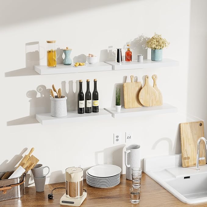 Bellsal White Engineered Wood Wall Shelf Set of 6, Living Room, Bathroom Storage
