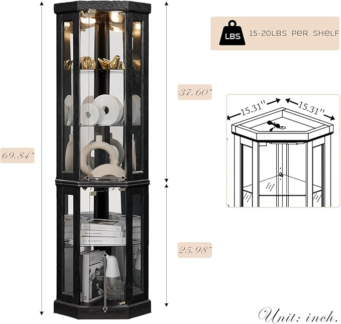 Anwick Corner Display Curio Cabinets