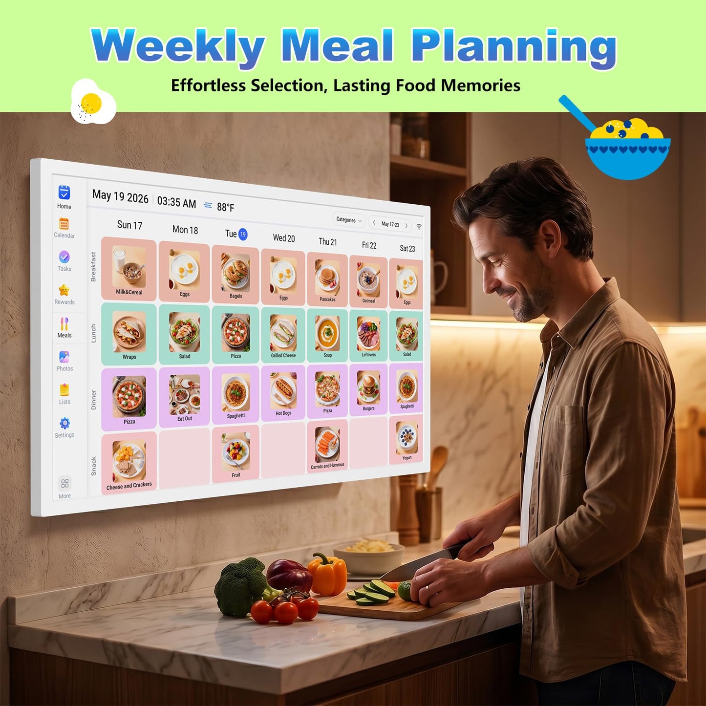 32" Digital Calendar Digital Frame for-Wall-Planner - 1080P Interactive Touchscreen Display Electronic Calendar, Star Reward, Sync Google iCloud Outlook Calendar, Wall & Desk Mountable, Gifts for Mom