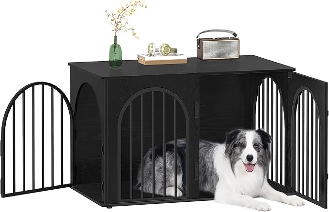 Hzuaneri 39.4" Wooden Dog Crate Furniture, Indoor Dog Kennel Dogs Cage