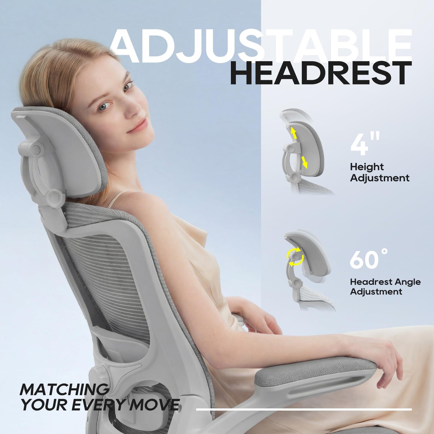 Ergonomic Office Chair for Long Hours, Full-Body Support, Relieve Neck & Back Pressure, 330LBS Capacity, Ideal for Home Office, Office & Study