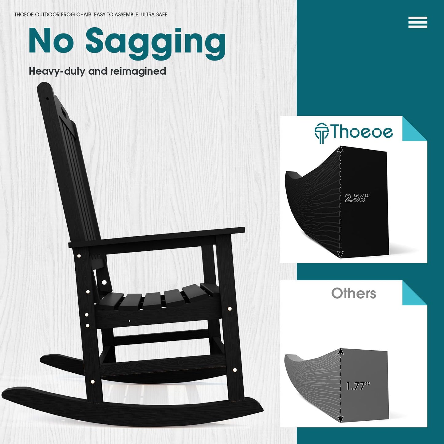 THOEOE Outdoor Rocking Chairs, Oversized Patio Rocking Chair